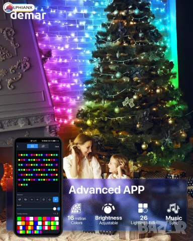 Интелигентни приказни светлини, 6 метра 200LED RGB приложение/дистанционно с 26 режима, снимка 3 - Декорация за дома - 48165543