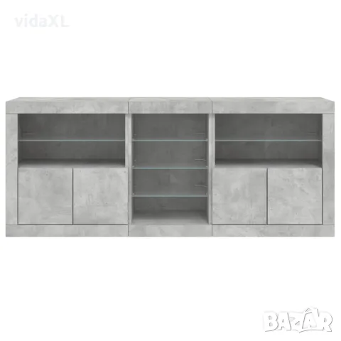 vidaXL Сайдборд с LED светлини, бетонно сив, 162x37x67 см, снимка 7 - Бюфети - 56146789