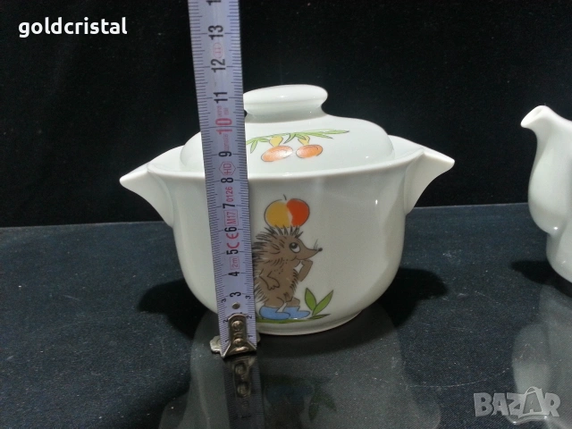 Стар български порцелан детски мотиви супник и чайниче , снимка 3 - Антикварни и старинни предмети - 52923460