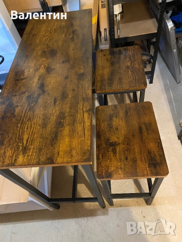 Комплект от бар маса и 2 бар стола, снимка 4 - Маси - 52571348
