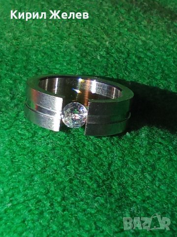 ПРЪСТЕН БЛАГОРОДНА НЕРЪЖДАЕМА СТОМАНА със СКЪПОЦЕНЕН ЦИРКОН АРТ ХАЛКА 20625, снимка 2 - Пръстени - 32318572