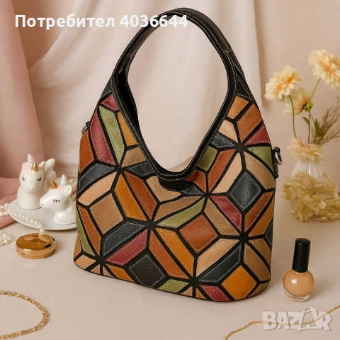 Дамска чанта с уникален пачуърк дизайн, снимка 2 - Чанти - 51607522