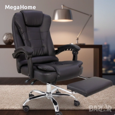 Ергономичен въртящ се офис стол с масаж и поставка за крака, снимка 4 - Столове - 53197371