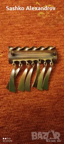 Стара медна брошка , снимка 2 - Антикварни и старинни предмети - 48563231