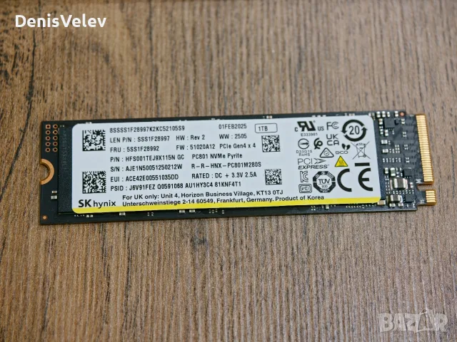 Като Ново SK Hynix PC801 1 TB Dram 7000Read 6500 Write