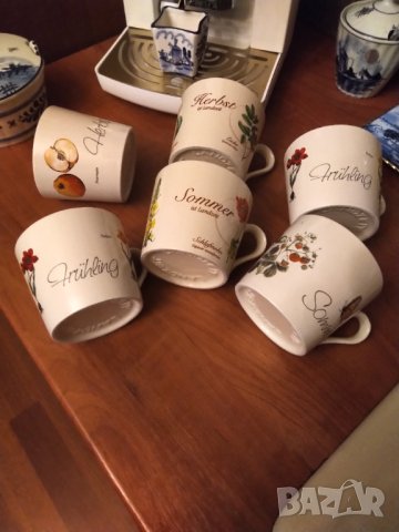 Винтидж керамичен сервиз  за кафе LANDZEIT Fruling Tulipa РЕДКИ, снимка 4 - Сервизи - 42205209