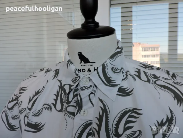 ODLO мъжка риза L – бяла с флорален принт, къс ръкав, Made in Portugal, снимка 5 - Ризи - 56058536