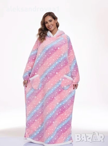 Одеяло-халат с качулка – супер топло - шерпа полар, снимка 3 - Туники - 53234320