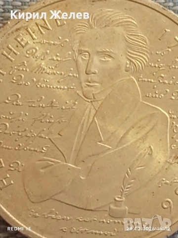 Сребърна монета 10 дойче марки 1997г. ФРГ тема 200г. От рождението на поета Хайнрих Хайне 53642, снимка 7 - Нумизматика и бонистика - 53657169