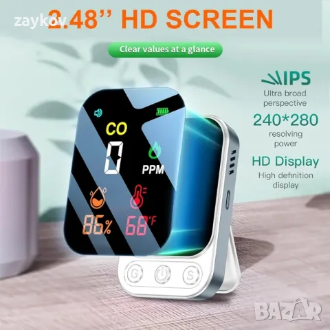 HAKINAKU Преносим CO детектор Детектор за въглероден окис, мобилен CO Warner, снимка 5 - Друга електроника - 47960846