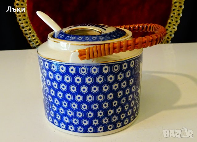 Захарница китайски порцелан,кобалт,злато. , снимка 3 - Антикварни и старинни предмети - 34563129