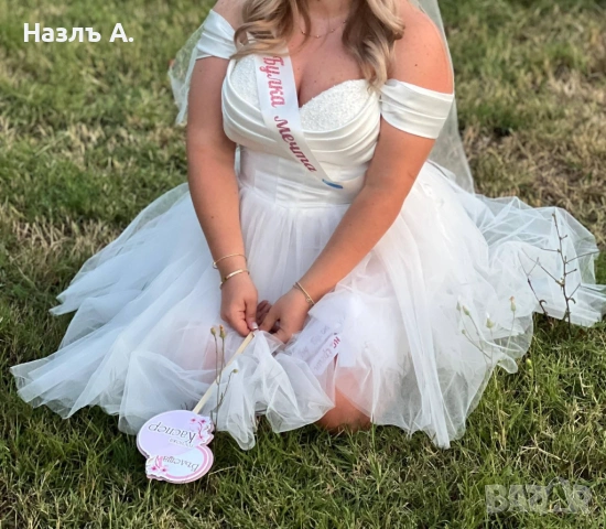 Бяла рокля с тюл, снимка 5 - Рокли - 53601236