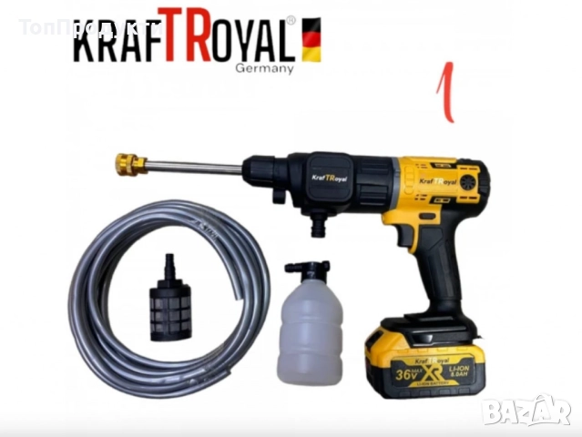 5в1 универсален комплект KraftRoyal с 5 приставки: винтоверт, гайковерт-импакт, перфоратор,водоструй, снимка 4 - Куфари с инструменти - 52876565