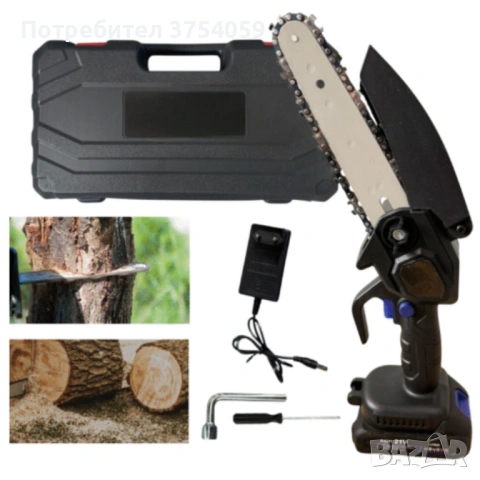 Акумулаторен мини верижен трион с телескопичен прът 21V – комплект за безопасно рязане на клони и дъ, снимка 5 - Други инструменти - 53124270