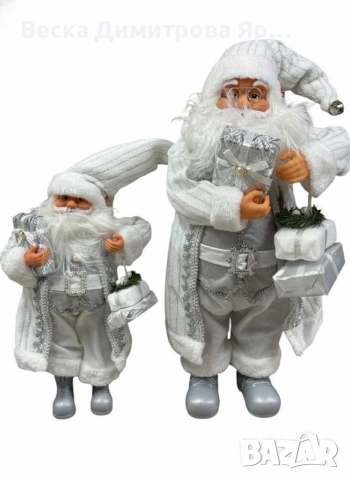 Дядо Коледа в сребристо – празнична фигура, която носи магия и уют у дома (50 / 70 / 90 см), снимка 5 - Декорация за дома - 52774436