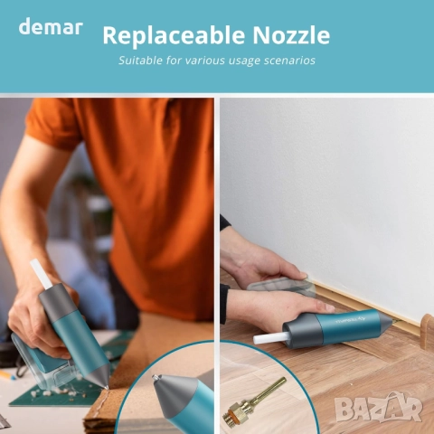 Пистолет за лепене Tilswall за батерия Dewalt 18V/20V, БЕЗ БАТЕРИЯ, 10 пръчици, снимка 4 - Други инструменти - 52535387