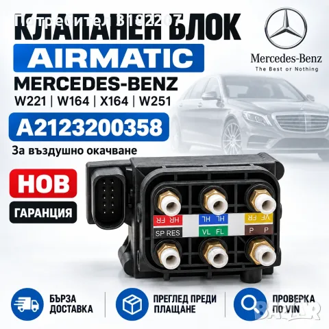 Клапанен блок Airmatic Mercedes ML W164 GL X164 R W251 S W221 A2123200358