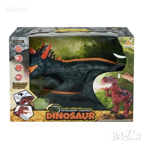 Играчка динозавър с проектор който издава различни звуци, движи се и при пляскане се активира, снимка 1