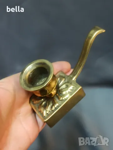 Бронзов свещник с място за кибрит, снимка 7 - Други ценни предмети - 47640674