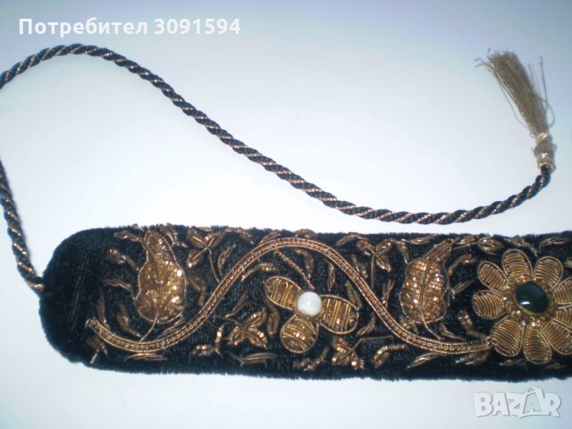    Черен дамски колан  бродерия сърмен конец, снимка 7 - Антикварни и старинни предмети - 34730631