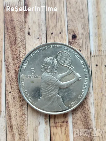 Въпоменателна монета 5 Dollars - Elizabeth II Steffi Graf, снимка 1