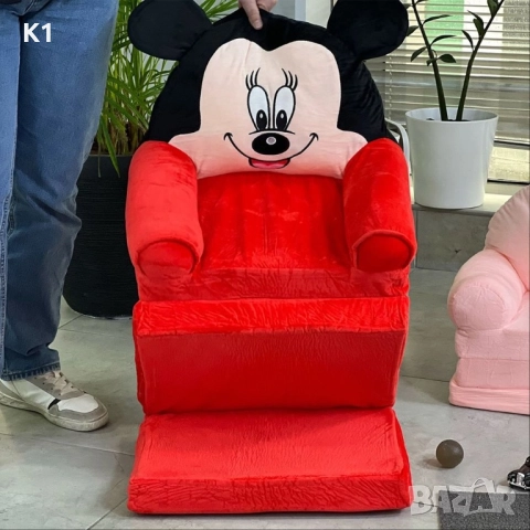 Голям Плюшен разтегателен фотьойл-легло Мини Маус 120см Minnie Mouse, снимка 3 - Плюшени играчки - 52375748