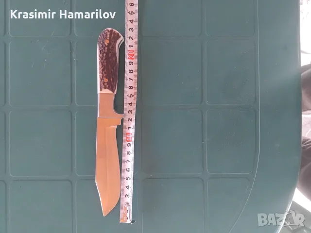 Ръчно изработен нож  с дръжка от  еленов рог , снимка 3 - Ножове - 56185627