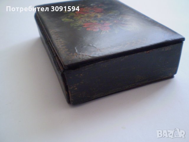 Стара Кутия Папие -маше  Ръчно рисувана, снимка 6 - Антикварни и старинни предмети - 34582246