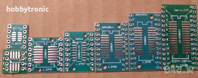 Преходни платки SOP8, SOT23-10,SOP14, SOP16, SOP20, SOP24, SOP28 към DIP