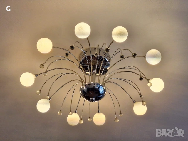 Лед полилей - Фонтан, лампион, лампа 10 крушки. Диаметър 60см., снимка 7 - Лампи за таван - 53854840