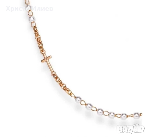 Колие от сребро 925 Amen броеница с перли кръст и икона , снимка 4 - Колиета, медальони, синджири - 52861497