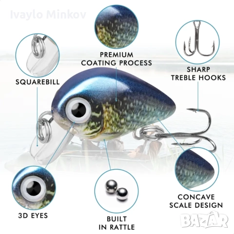 2.8см 1.5гр. 5бр. Воблер Crankbait Truscend, снимка 3 - Стръв и захранки - 52990173