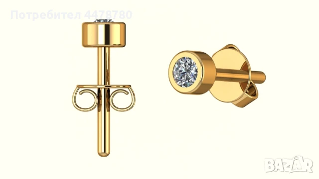 Детски обеци от 14К злато с лабораторни диаманти