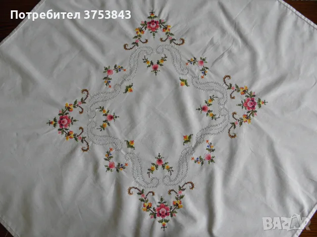 Покривка фина ръчна бродерия, снимка 2 - Покривки за маси - 48333060