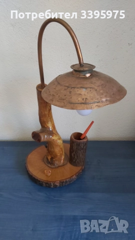 Уютна ръчно изработена лампа в рустик (селски) стил, снимка 3 - Настолни лампи - 51709201