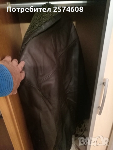 Мъжко кожено палто, 57 см м/у раменете, снимка 3 - Палта - 51749351
