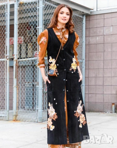 бродирана рокля от велур Coach размер S, снимка 9 - Рокли - 53181210