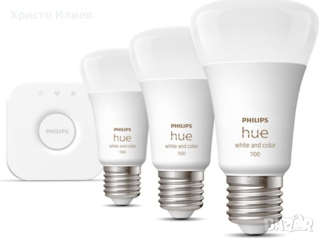 PHILIPS Hue 3 бр LED Крушки бяла и цветна светлина и рутер за управление, снимка 3 - Лед осветление - 39349851