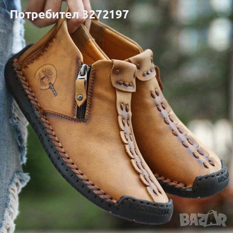 Ръчно изработени кожени мъжки обувки,подметка 100 % каучук, снимка 1 - Спортно елегантни обувки - 41832836