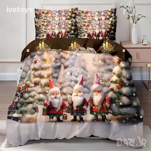 Двулицев коледен спален комплект (Реално изображение), 6 части - Модел WS17120