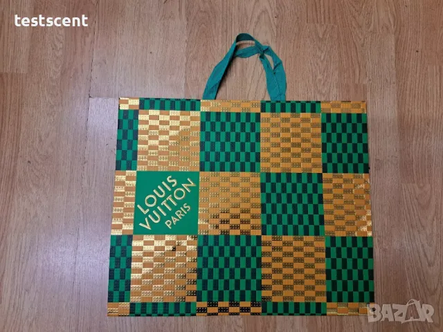 Бутикова подаръчна торба Louis Vuitton Green Gold XL 49cmx41cm 2022 Holidays Shopping Bag празнична, снимка 15 - Чанти - 48230765