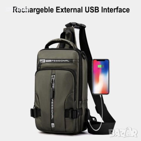 2022 Мъжка чанта за през рамо против кражба, USB зареждане, водоустойчива, многофункционална чанта з, снимка 9 - Чанти - 40348990