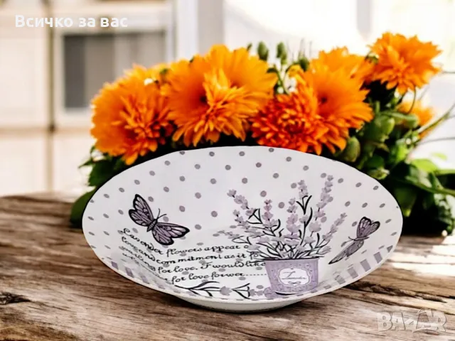 Порцеланова купа с декорация Лавандула – 5 инча, снимка 1