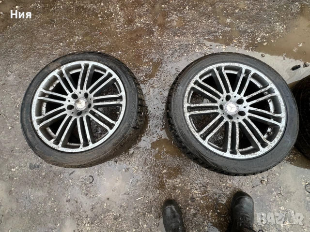 Оригинални 17" джанти Mercedes 5x112 + гуми 225/45 R17, снимка 4 - Части - 53506738