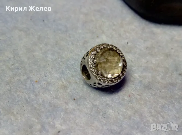 PANDORA СКЪПОЦЕННО СРЕБЪРНО ЗВЕНО за ГРИВНА ПАНДОРА РОДИРАНО СРЕБРО S 925 с ФАСЕТИРАНИ ЦИРКОНИ 43119, снимка 2 - Гривни - 49553456