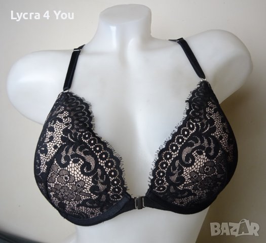 Hunkemoller 80B луксозен сутиен с черна дантела и предно закопчаване, снимка 15 - Бельо - 42588922
