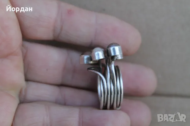 Уникален дамски сребърен пръстен с перли, снимка 2 - Пръстени - 50209936