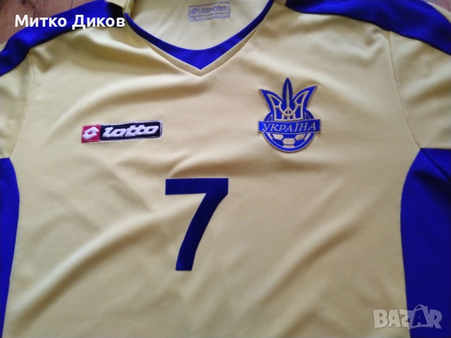Украйна винтидж футболна тениска маркова на Лото №7 Андрей Шевченко размер Л реален, снимка 2 - Футбол - 51832210