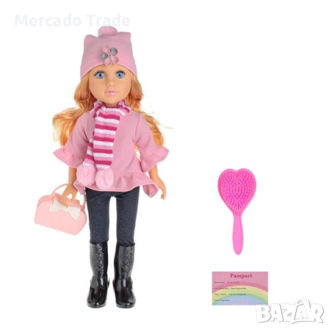 Интерактивна кукла Mercado Trade, Със звук, Розова блуза, 48см