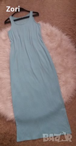 Светлосиня дълга рокля по тялото, снимка 1